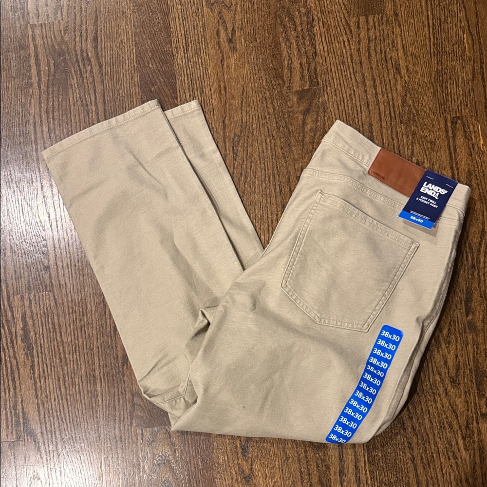 Lands' End Men's Tan Chinos slacks dress pants casual 38x30